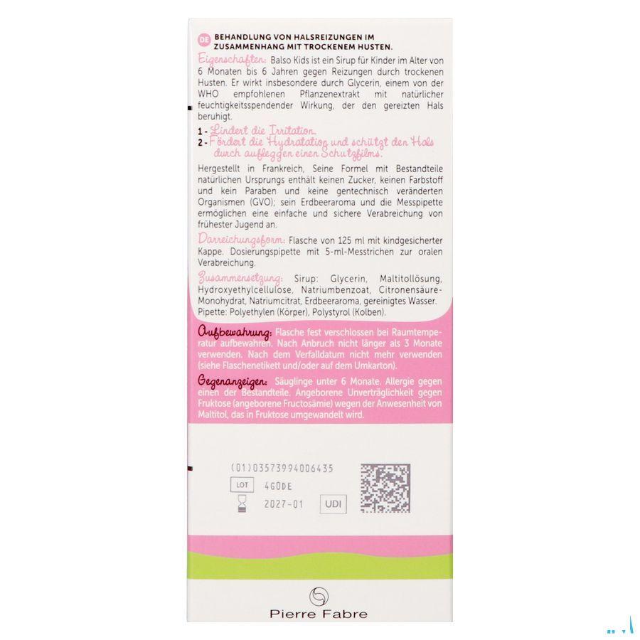 Balso Kids Hoestsiroop Z/Suiker 125ml + Pipet