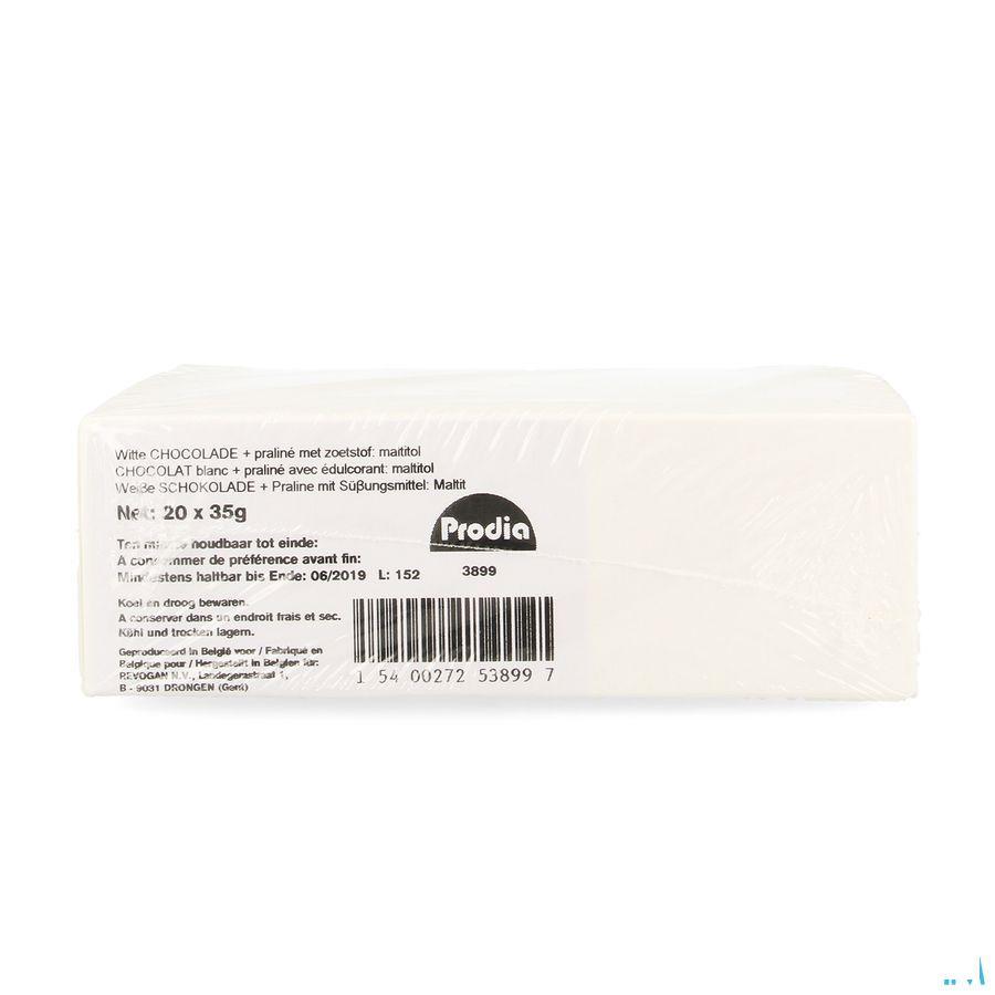 Prodia Reep Chocolade Wit Praline 20x35 gr  -  Revogan