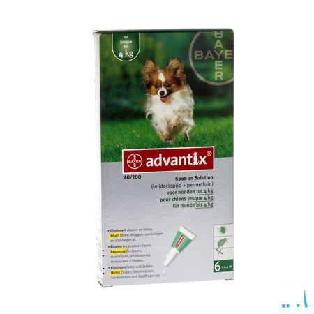 Advantix 40 - 200 Honden < 4kg Flacon 6x0,4 ml