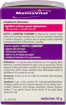 Mannavital Acetyl L-Carnitine Platinum V-Caps 60