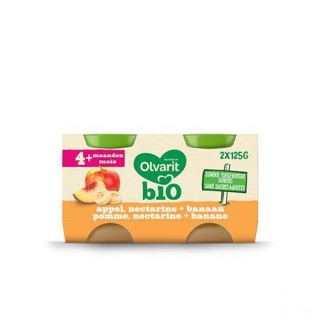 Olvarit Bio Appel Nectarine Banaan 4M 2X125G  -  Nutricia