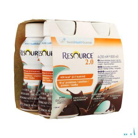 Resource 2.0 Chocolade-munt 4x200 ml 12314414  -  Nestle