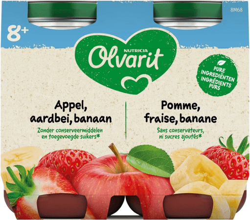Olvarit Fruit Appel Aardbei Zwarte Bes 2x200 gr 8m60  -  Nutricia