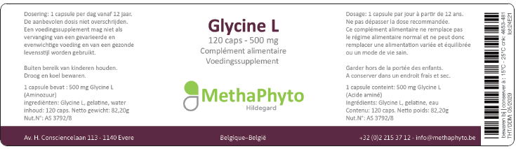 Glycine L 500 mg 120 Capsule Hildegard  -  Methaphyto