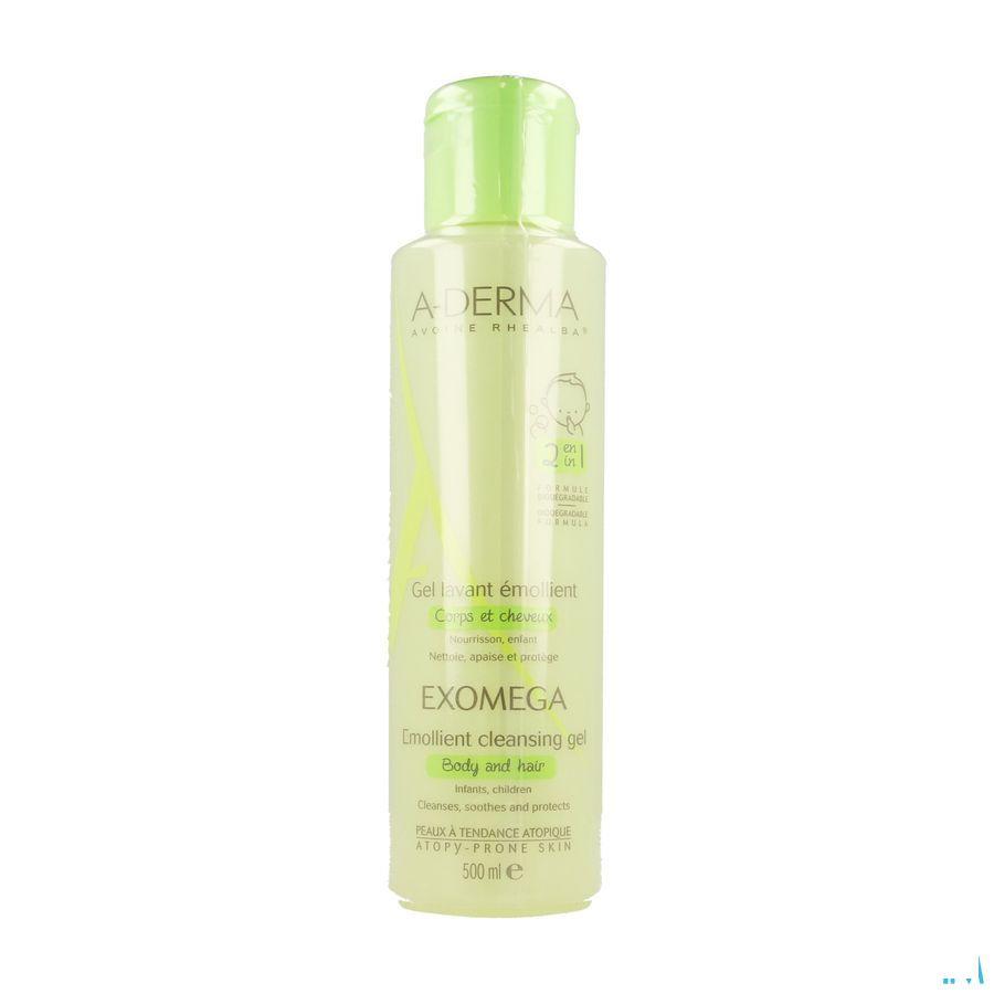 Aderma Exomega Gel Reinigend 2in1 Haar Lichaam 500 ml  -  Aderma
