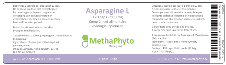 Asparagine L 500 mg 120 Capsule Hildegard  -  Methaphyto