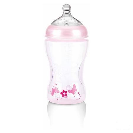Nuby Nt Biberon Rose 330 ml En Pp Avec Tetine à Debit Moyen  -  New Valmar