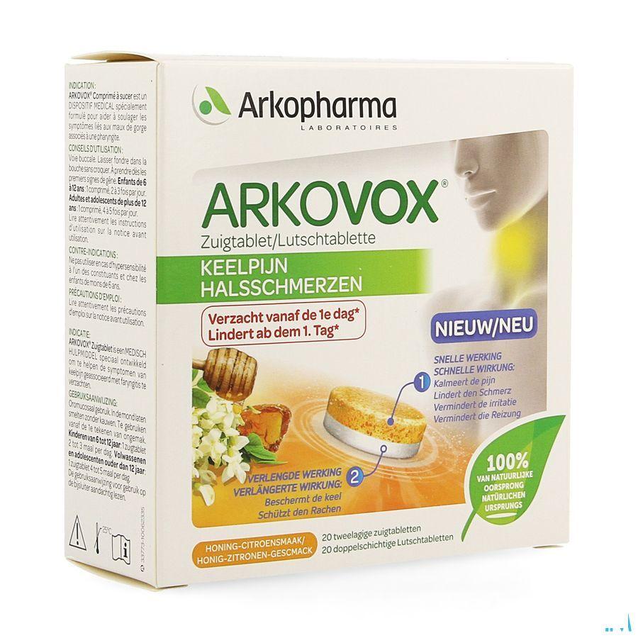 Arkovox Mal Gorge Miel Citron Comprimes A Sucer 20  -  Arkopharma