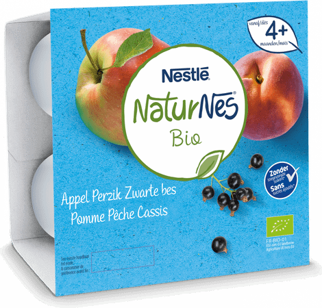 Naturnes Pomme Peche Cassis Pot 4x90 gr  -  Nestle