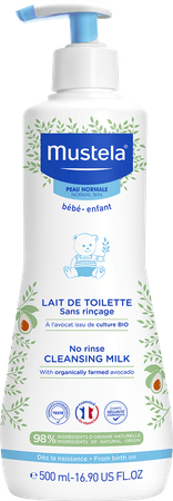 Mustela PS Lait de Toilette sans rincage 500ml avec pompe