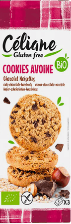 Celiane Cookies Avoine Choco Noisettes Bio 120 gr  -  Revogan