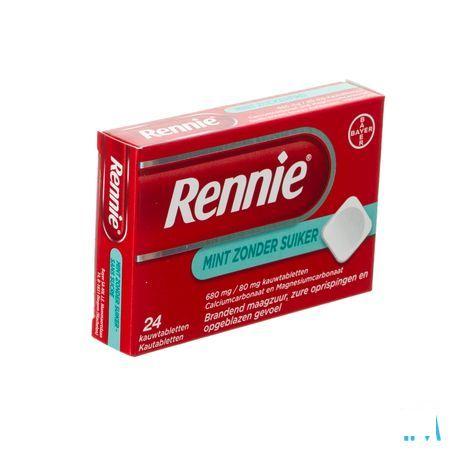 Rennie Mint zonder suiker kauwtabletten 24