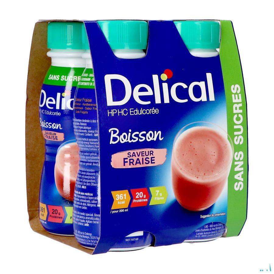 Delical Melkdrank Z/Suiker Aardbei 4X200 ml