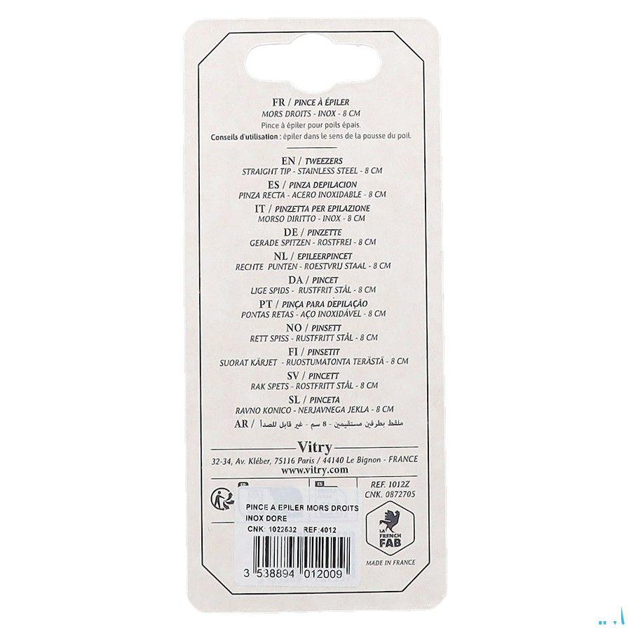 Vitry Prestige Pince Epiler Droit Inox 4012  -  Vitry