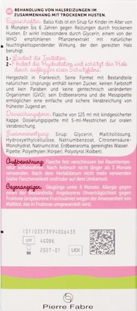 Balso Kids Hoestsiroop Z/Suiker 125ml + Pipet