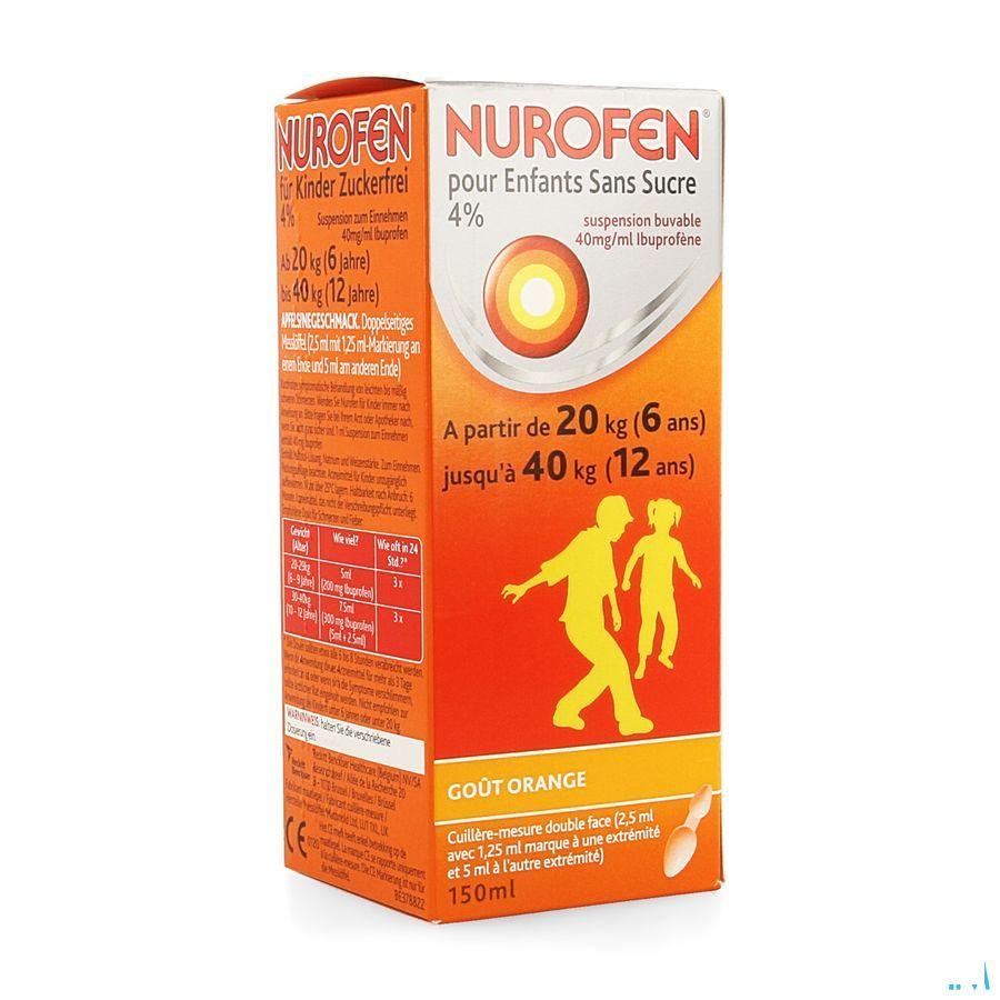 Nurofen Kind Sinaas 4% Suspensie Suikervrij 150 ml