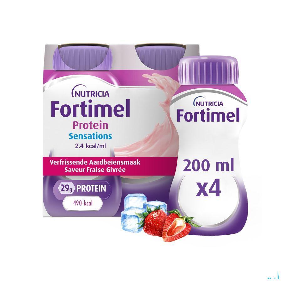 Fortimel Protein 2.4Kcal Verfriss Aardbei 4 x 200 ml