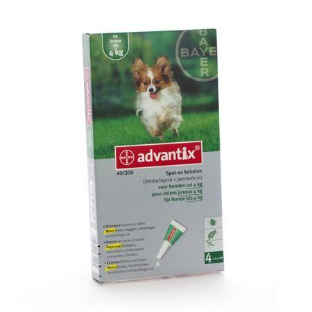 Advantix 40 - 200 Chiens < 4kg Flacon 4x0,4 ml