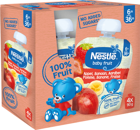 Nestle Baby Fruit Appel Banaan Aardbei 4 x 90 gr