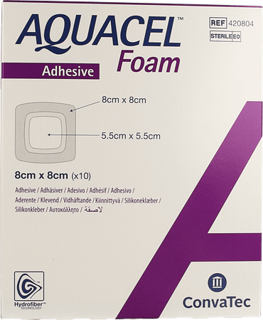 Aquacel Pansement Mousse Adh Hydrofiber 8,0 x  8,0Cm 10