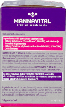 Mannavital Nattokinase Platinum + OPC V-Caps 90