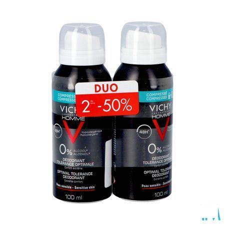 Vichy Homme Deo 48H Tolerance Aerosol 2X100 ml  -  Vichy