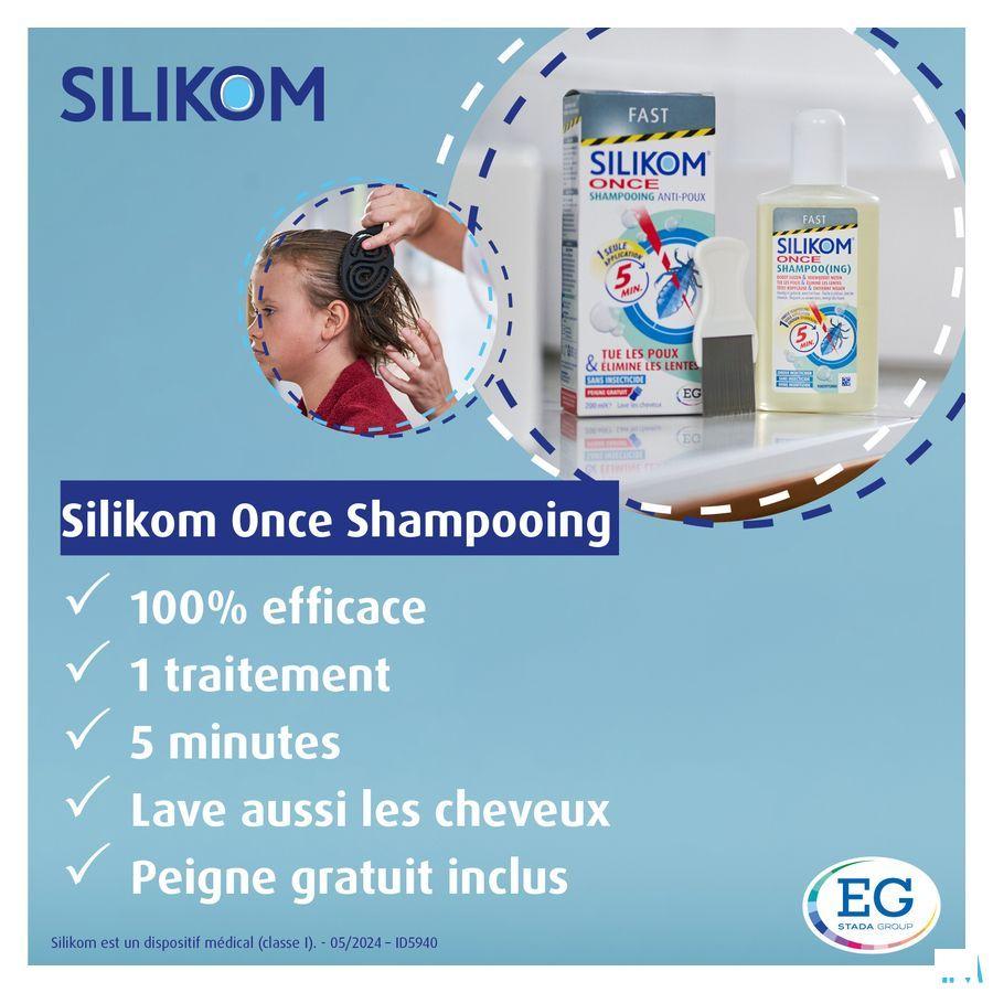 Silikom Once Shampooing Contre Poux&lentes 200 ml  -  EG