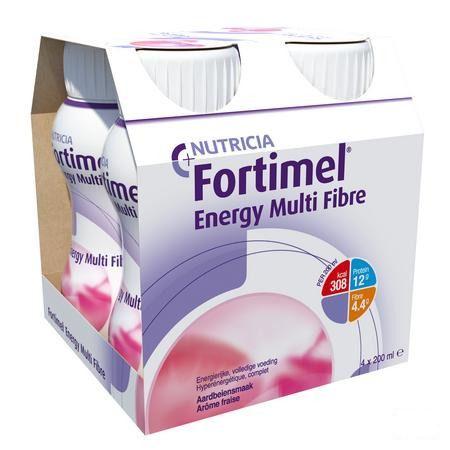 Fortimel Energy Multi Fibre Aardbei 4x200 ml  -  Nutricia