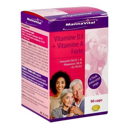 Mannavital Vitamine D3 + Vitamine A Forte Caps 90