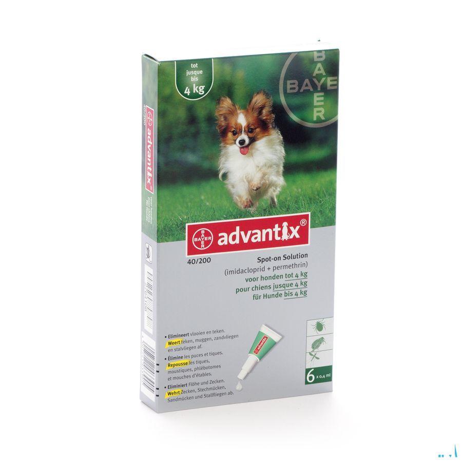 Advantix 40 - 200 Honden < 4kg Flacon 6x0,4 ml