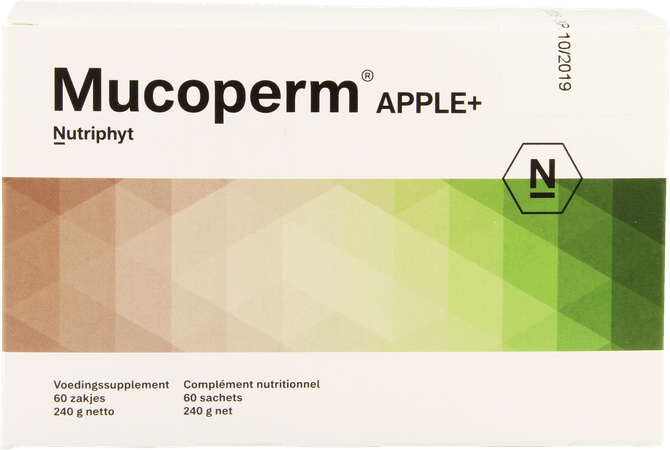 Mucoperm Apple+ Pdr Zakje 60 x 4 g  -  Nutriphyt