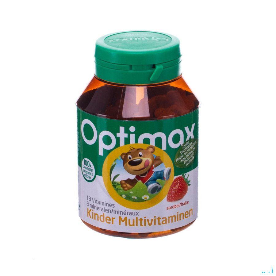 Multivitaminen Kinderen Aardbei Tabl 100 Optimax