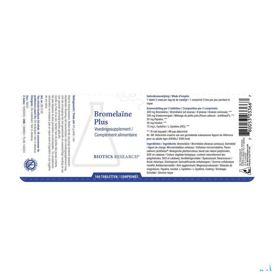 Biotics Bromelaïne Plus 100 tabletten  -  Energetica Natura