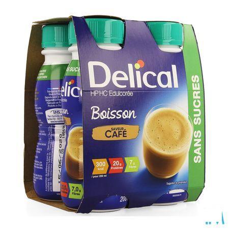 Delical Melkdrank Hp-hc zonder suiker Koffie 4x200 ml  -  Bs Nutrition