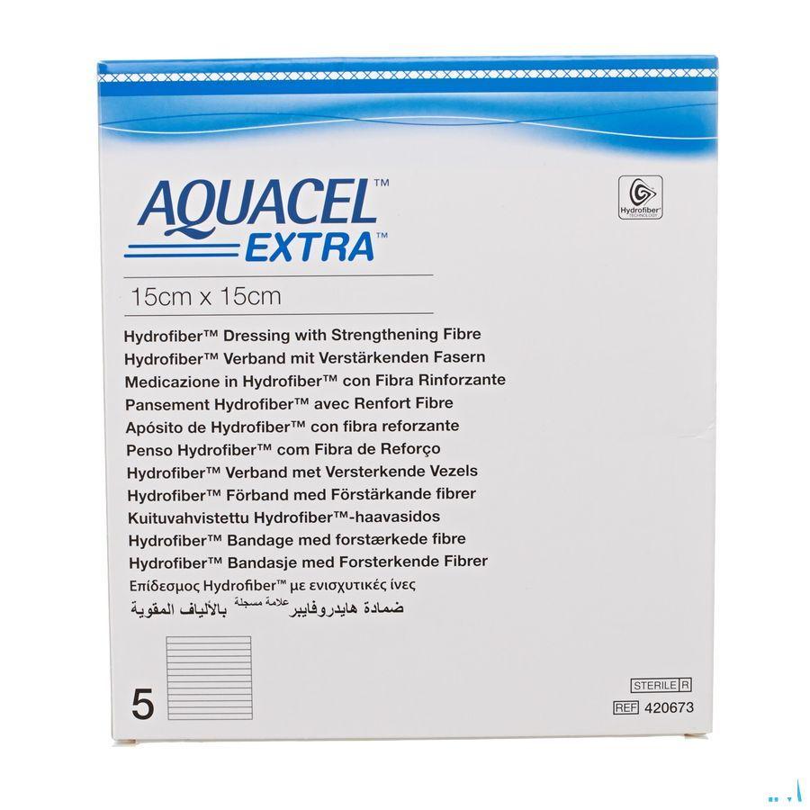 Aquacel Extra Pansement Hydrofiber + renf.fibr.15x15cm 5  -  Convatec