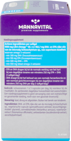 Mannavital Omega 3 Huile Algues V-Caps 60