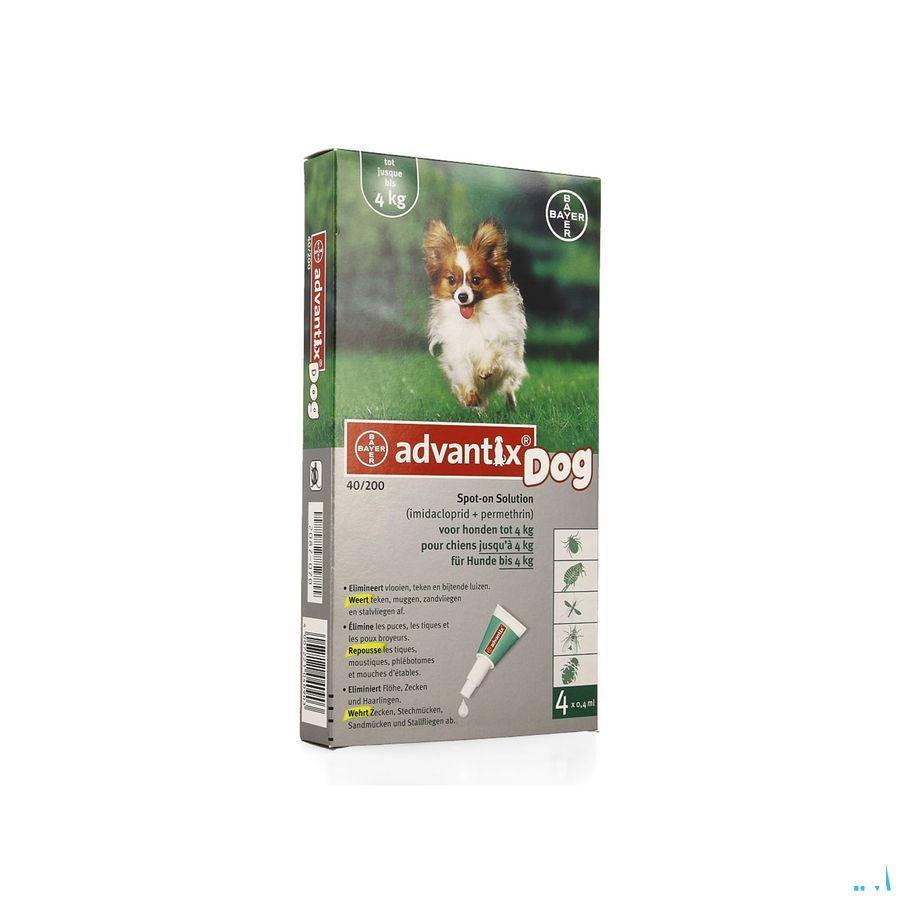 Advantix 40 - 200 Honden < 4kg Flacon 4x0,4 ml