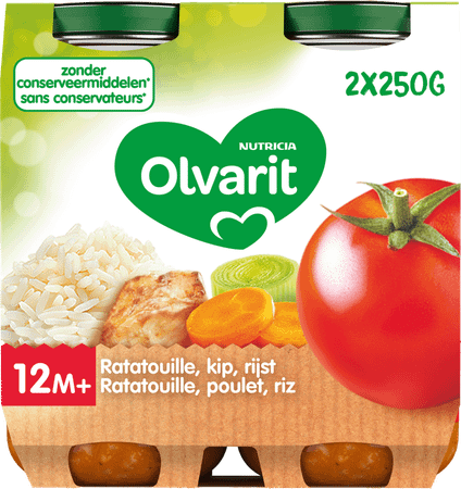 Olvarit Ratatouille Kip Rijst 2x250 gr 12m01  -  Nutricia