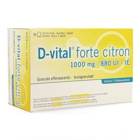 D Vital Forte Citron 1000/880 Efferv. Sachets 30  -  Will Pharma