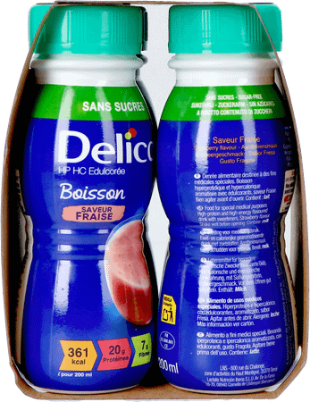 Delical Melkdrank Z/Suiker Aardbei 4X200 ml