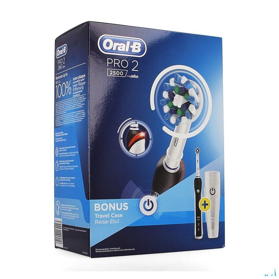 Oral-B Pro 2500 Black Borstel Crossact + travel Case
