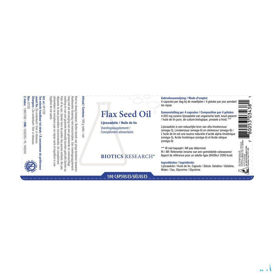 Biotics Flax Seed Oil 100 softgels  -  Energetica Natura