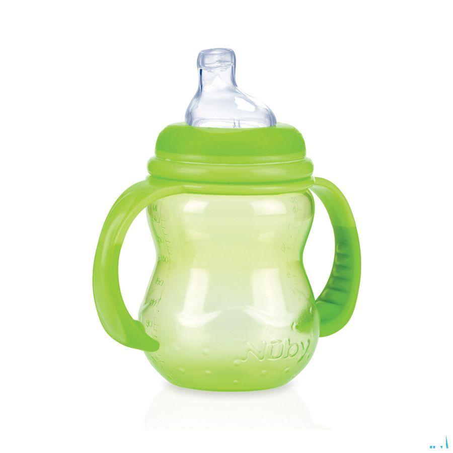 Nuby Trainingsfles Met Antilektuit - 240 ml - 6m +   -  New Valmar