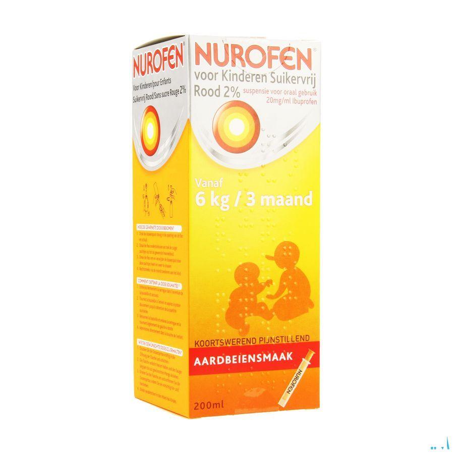 Nurofen Enfant Fraise Suspension Sans Sucre 2% 200 ml