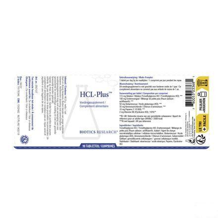 Biotics HCL-Plus 90 tabletten  -  Energetica Natura