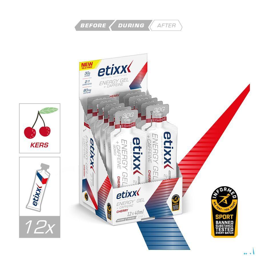 Etixx Energy Gel Caffeine Cherry 12X40 ml  -  Ceres Pharma