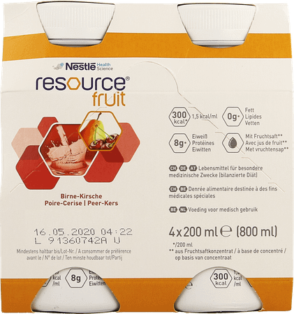 Resource Fruit Peer Kers 4x200 ml 12415255  -  Nestle
