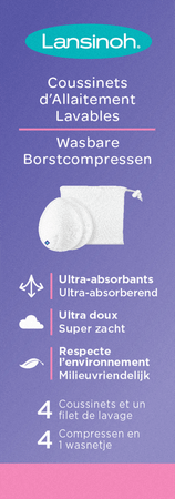 Lansinoh Borstcompressen Wasbaar 4 St  -  Lansinoh Laboratories