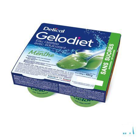 Gelodiet Gelwater Zoetstof Munt Pot 4x120 gr  -  Bs Nutrition