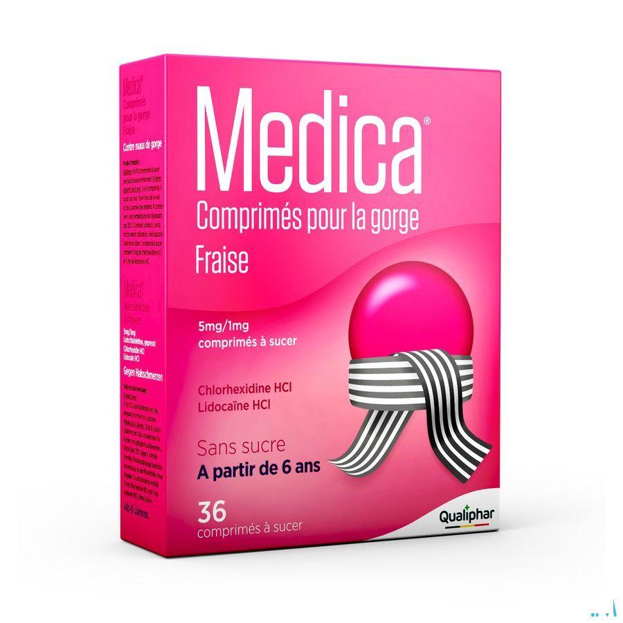 Medica Keeltabletten Aardbei Zuigtabl 36